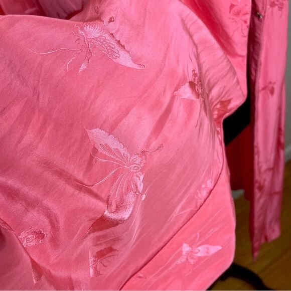 Dynasty Robe Vintage Silk Butterfly Pattern Belt Vtg Pink Size Small Medium - Picture 16 of 16